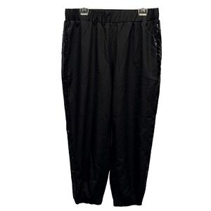 BloomChic Black Sequin Side Stripe Jogger Pants Pull On Elastic Waist 14 16 NWT